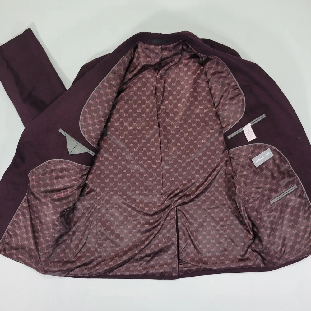 Michael Kors Men's Suede Sport Coat Blazer Two Button KENT Burgundy‎ 42R NEW